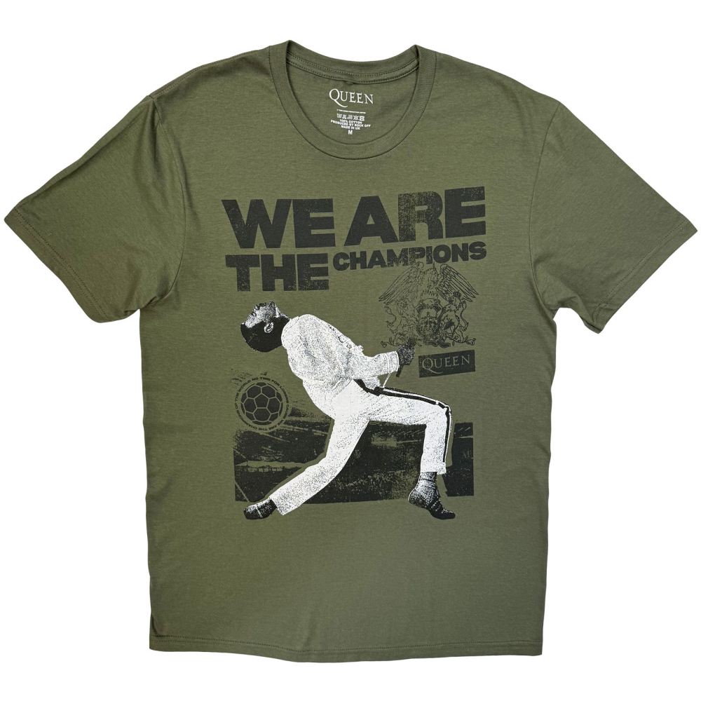 Queen - Champions Stage Mens Tshirt - Green